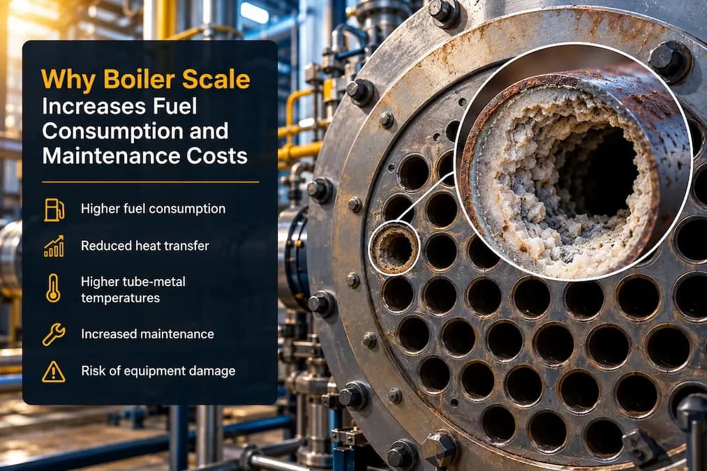 Industrial boiler waterside surfaces affected by scale deposits